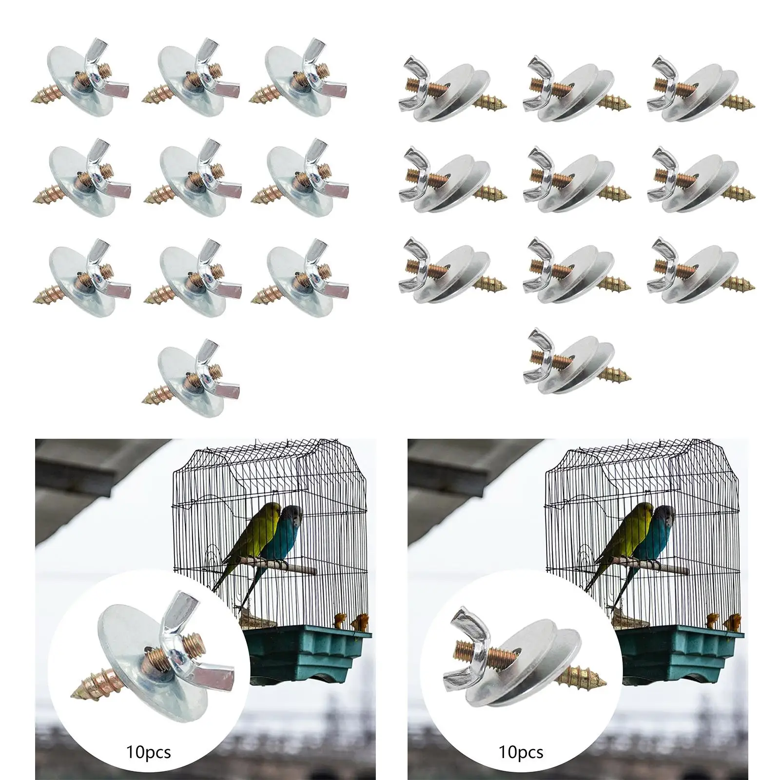 10x Bird Perches Fitting Screws Nut Kits M5*30 Bird Cage Screws Metal Nut Screw Mount Kits for Bird Stand Exercise Platform - Image 3