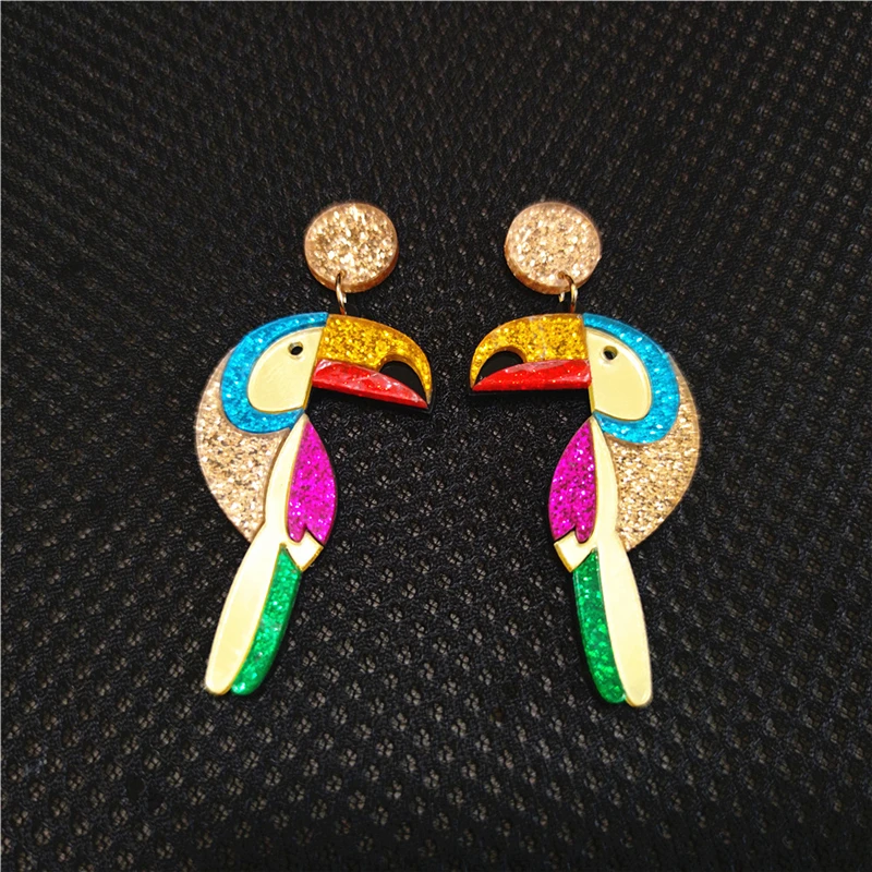 KUGUYS Women Acrylic Earrings Original and Funny Parrot Jewelry Vintage Fashion Bird Accessories - Image 2