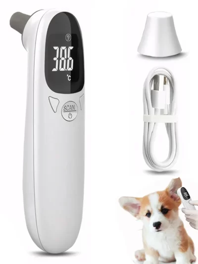 Pet Ear Thermometer Digital Non Contact USB Rechargeable Accurate 32-42.9℃ Fever Checking for Dogs Cats Pigs Sheep Animals