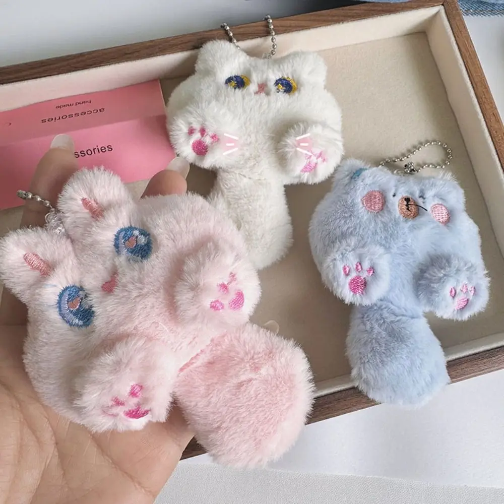 Fashion Soft Cat Plush Keychain Plush Stuffed Cartoon Rabbit Doll Keyring Toy Kawaii Bear Pendant with Tail Backpack Decor - Image 3
