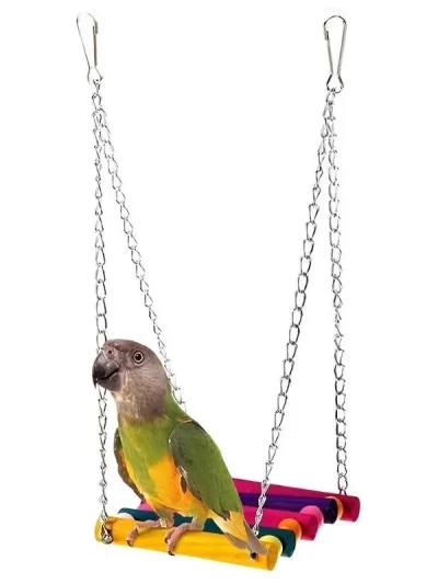Bird Toys Set Swing Chewing Training Toys Small Parrot Hanging Hammock Parrot Cage Bell Perch Toys with Ladder Pet Supplies 1pc
