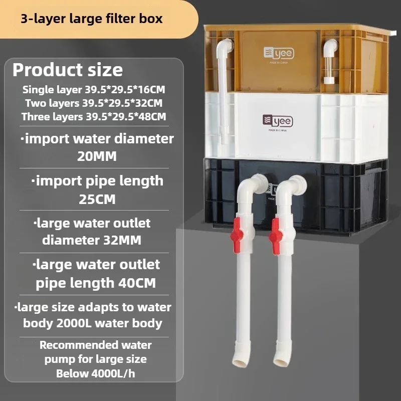 External Aquarium Fish Tank Filter System Water Circulation Filter Bucket Fish Pond Filter Box Outside Pet Accessories Equipment - Image 9
