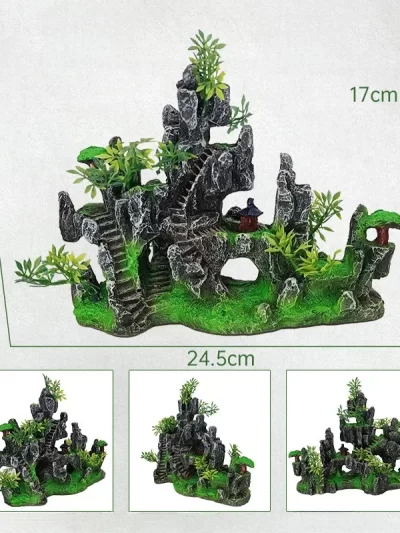 Rockery Aquarium Accessories Fish Tank Decoration Landscaping Resin Ornaments Landscape Rock Hiding Cave Tree Home Decorations