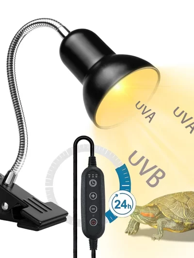 Reptile Heat Lamp Rotating Reptile Light Bracket with Clamp UVA/UVB Heating Lamp Bulb 25W/50W/75W for Turtle Lizards Snake Plant