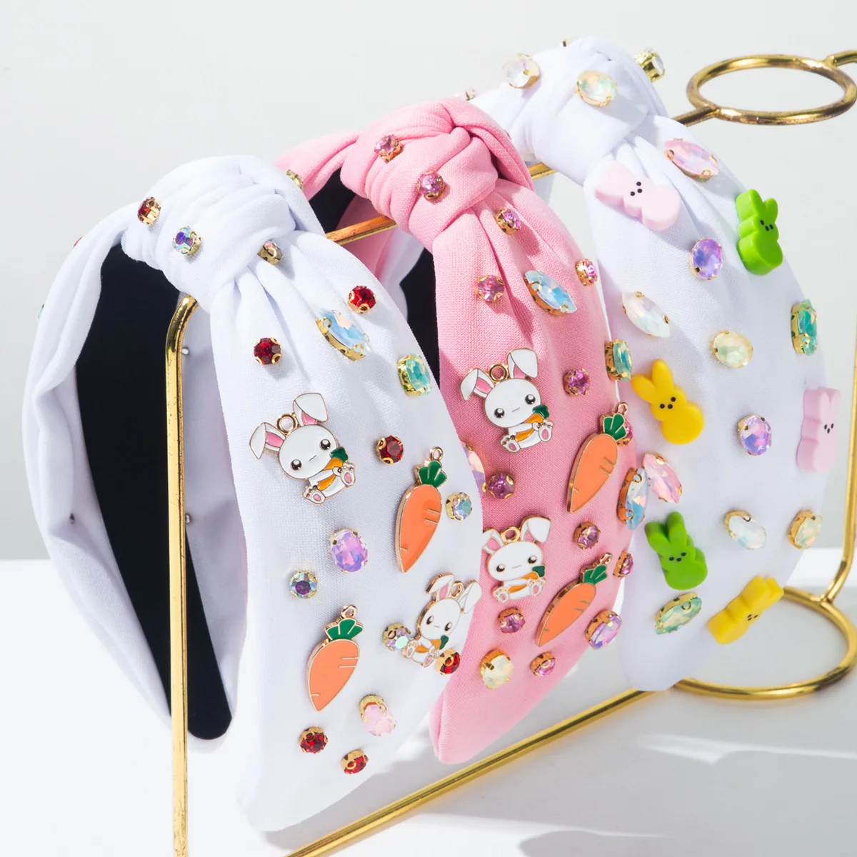 Hot-selling New Easter Diamond-encrusted Cute Sweet Rabbit Carrot Headband Element Holiday Hair Accessories