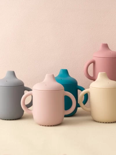 1PC Silicone Baby Cup Portable Water Bottle With Double Handle Leakproof Baby Cups Feeding Trianing Baby Items Baby Tableware