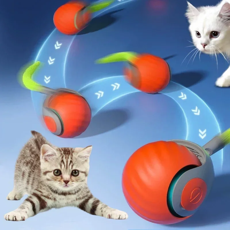 Smart Cats Toy Ball Electric Ball for Cats With Feather Teaser Intelligent Automatic Movement Active Scrolling Pet Toys Supplies - Image 2