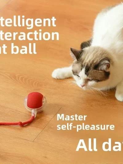 Cat Interactive Ball Toy Automatic Rolling Ball Faux Tail Rechargeable Smart Pet Electric Toy Dog Cat Training Imitate Mouse