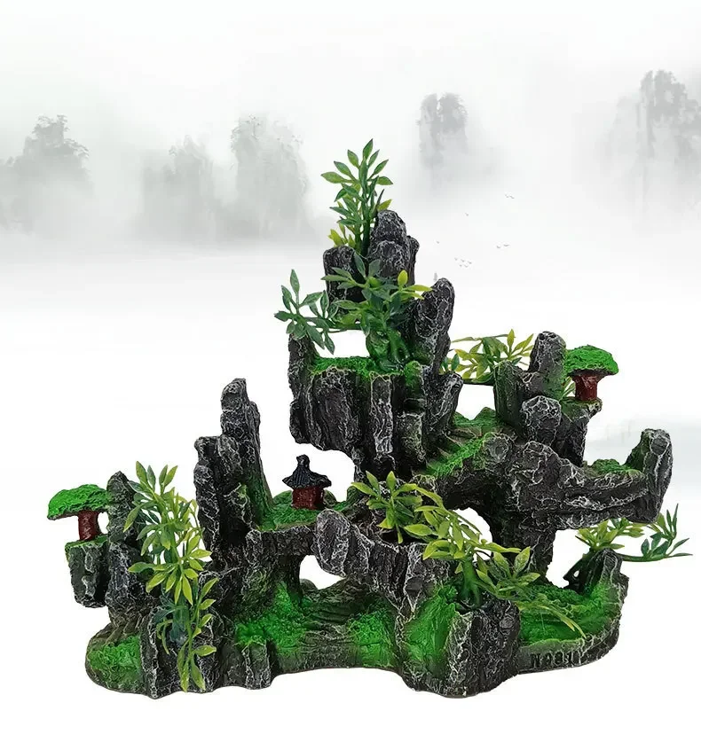 Rockery Aquarium Accessories Fish Tank Decoration Landscaping Resin Ornaments Landscape Rock Hiding Cave Tree Home Decorations - Image 14