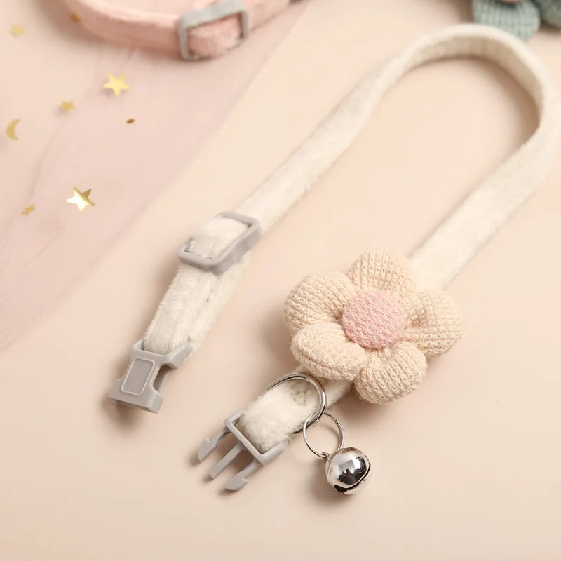 1Pc Cat Collar with Cute Flower Adjustable Buckle Cat Collar Bell Collar Cat Small Pet Supplies Kitten Collar Small Dog Acce - Image 4