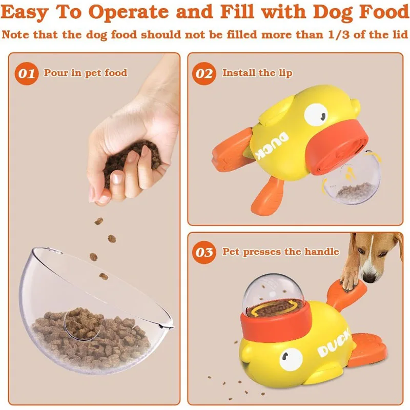Pet Treat Dispenser-Interactive Dog Toys, Anti Gulping Duck Slow Feeder,cat Dog Treat Dispensing with Button,for Dogs Training - Image 5