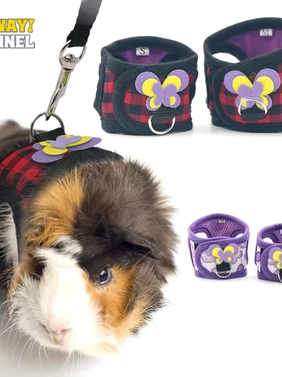 Hamster Harness Vest Adjustable Leash Set with Bowknot for Pet Rabbits Guinea Pig Chinchilla Ferret Small Animal Accessories
