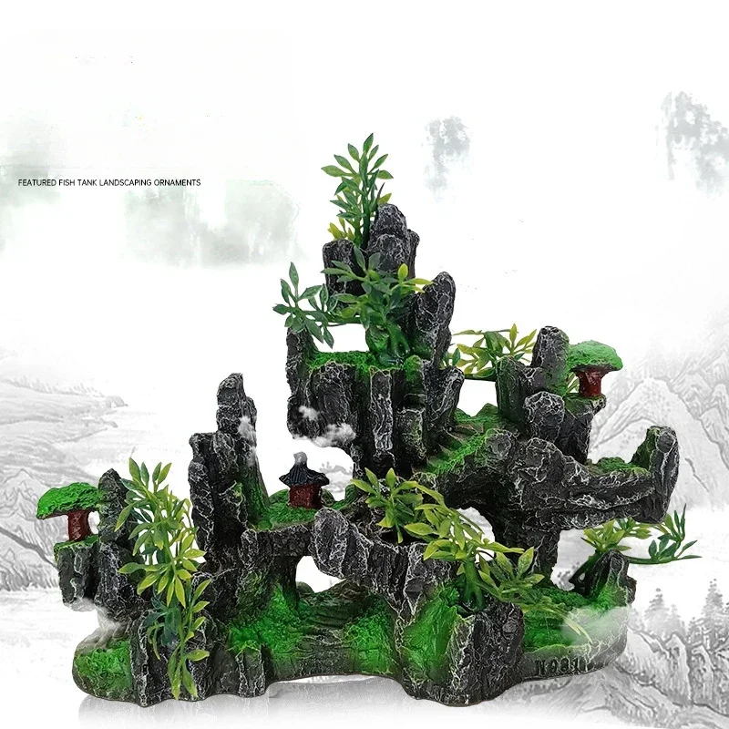 Rockery Aquarium Accessories Fish Tank Decoration Landscaping Resin Ornaments Landscape Rock Hiding Cave Tree Home Decorations - Image 5