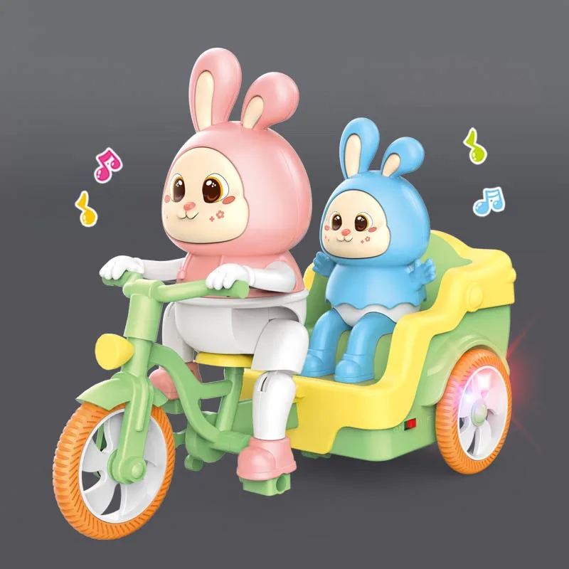 Electric Cartoon Rabbit Tricycle Cute Bunny Funky Riding with Lights Music Montessori Interactive Toys for Kids Birthday Gifts - Image 2