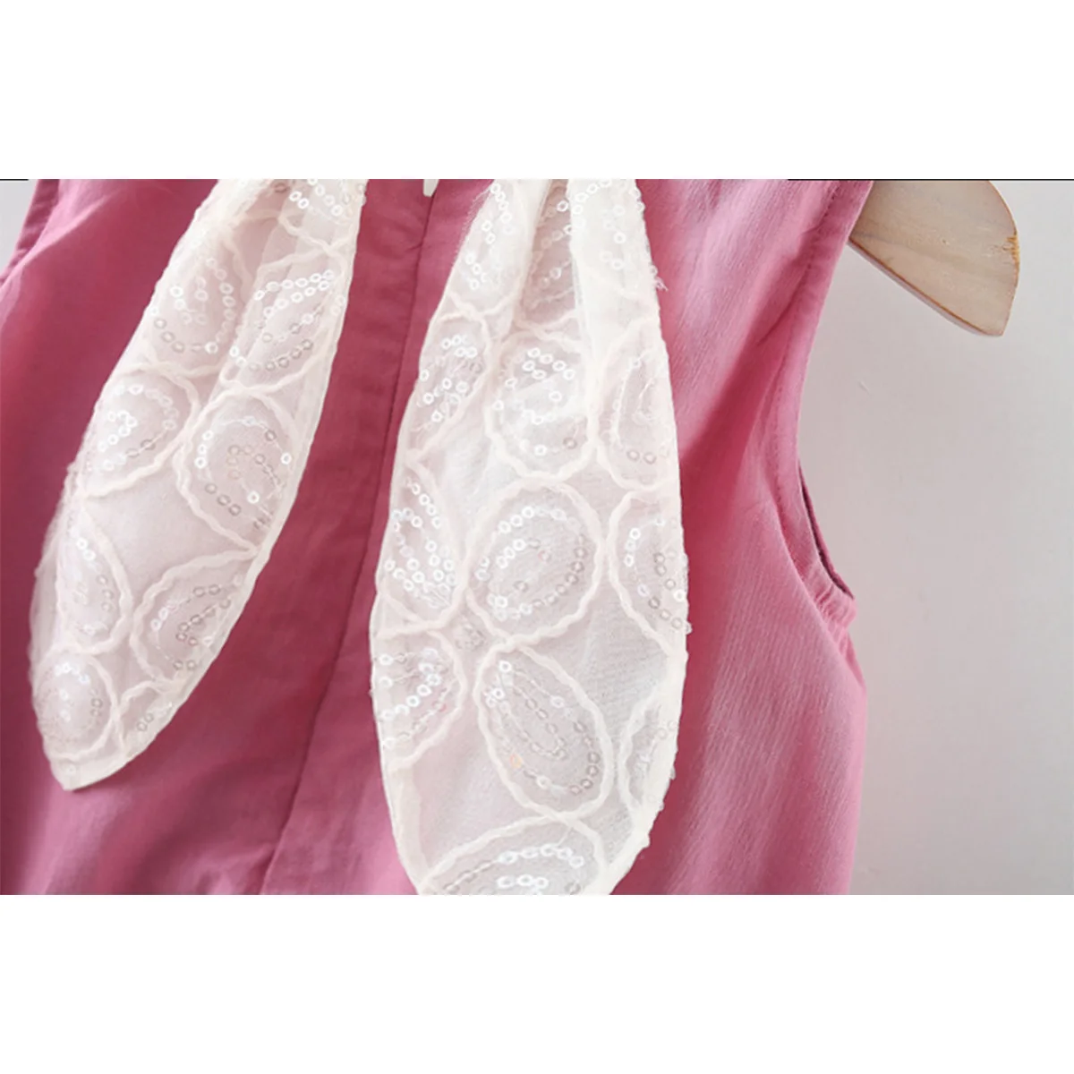 Baby Girl Summer New Dress Sweet Sleeveless Round Neck Chest Little Rabbit Accessories Back Long Ears Princess Dress - Image 3