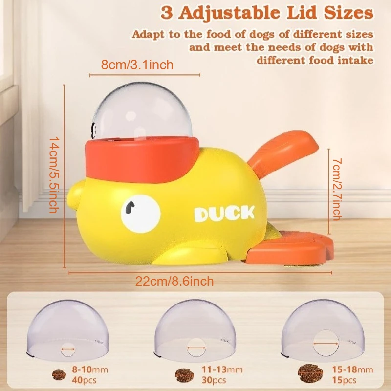 Pet Treat Dispenser-Interactive Dog Toys, Anti Gulping Duck Slow Feeder,cat Dog Treat Dispensing with Button,for Dogs Training - Image 2