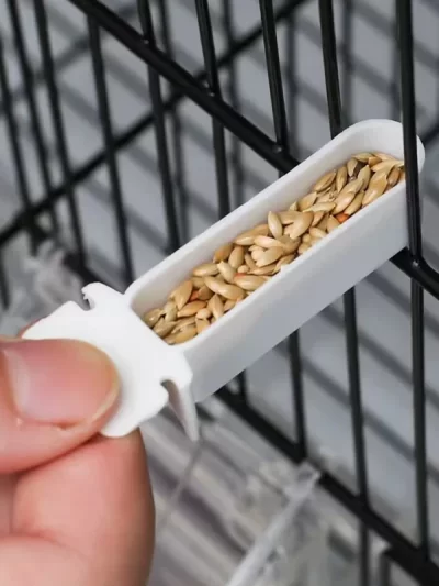 4pcs Small Bird Plastic Food Cup Convenient Hanging Food Feeder Box for Canary Finch Small Size Bird Feeder