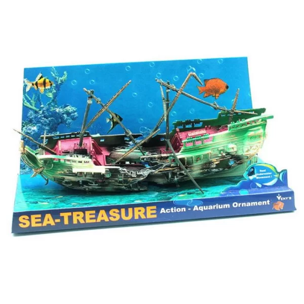 Bubbling Aquarium Decoration Sunken Ship Ornament Decor for Fish Tanks - Image 3