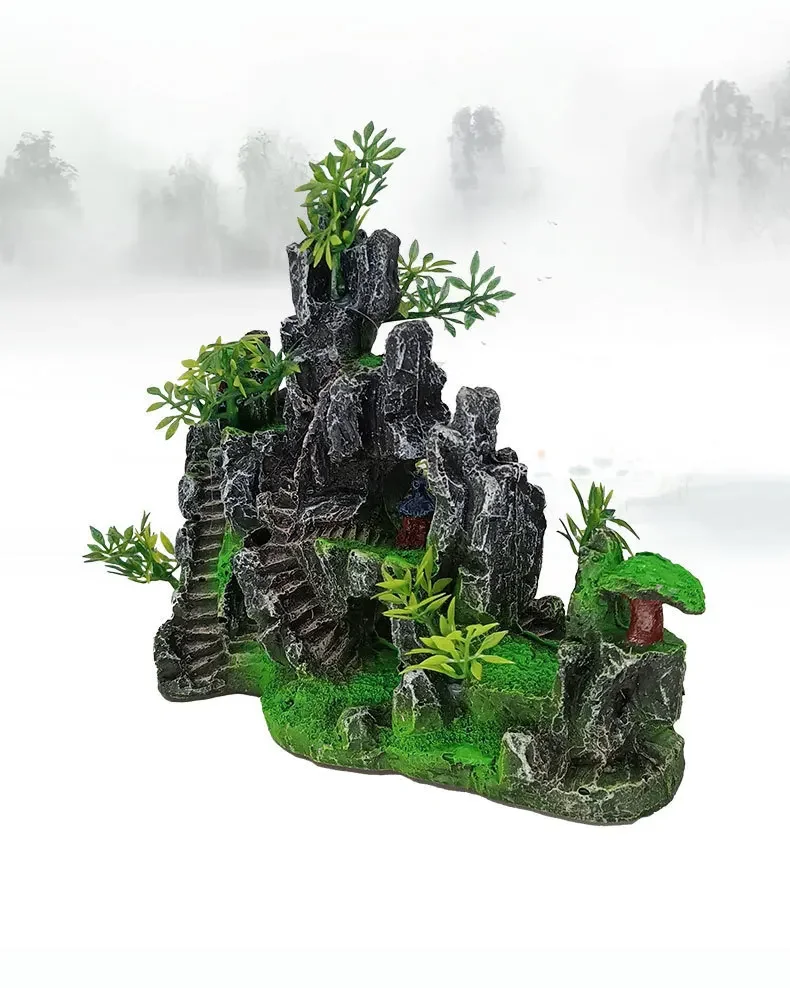 Rockery Aquarium Accessories Fish Tank Decoration Landscaping Resin Ornaments Landscape Rock Hiding Cave Tree Home Decorations - Image 13
