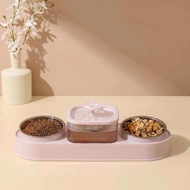 Cat Food Bowl Pet Automatic Feeder Water Dispenser Dog Cat Food Container Drinking Dish Anti Slip Double Bowl - Image 9