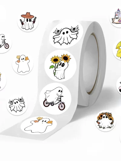 500pcs Cute Ghost Stickers Roll Cute Reward Encourage Stickers for School Teacher Kids Student Stationery Toys
