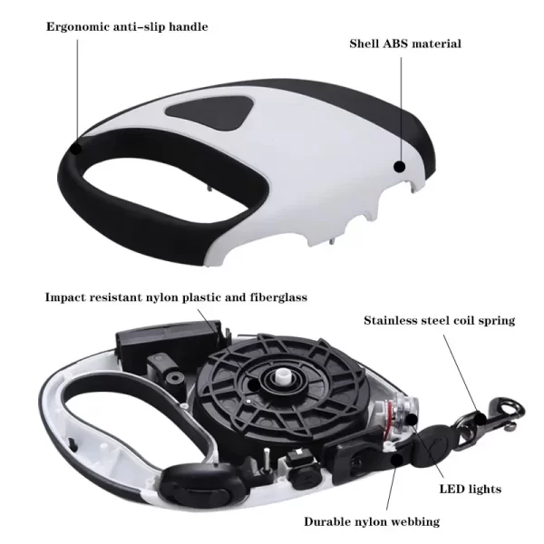 Pet Dog Retractable Leash With LED Shining 3m 5m Automatic Stretching Dog Hand Holding Fiber Rope Pet Supplies Leashes - Image 2
