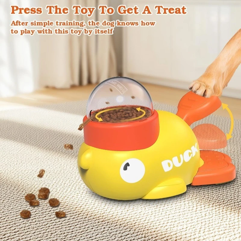 Pet Treat Dispenser-Interactive Dog Toys, Anti Gulping Duck Slow Feeder,cat Dog Treat Dispensing with Button,for Dogs Training - Image 4