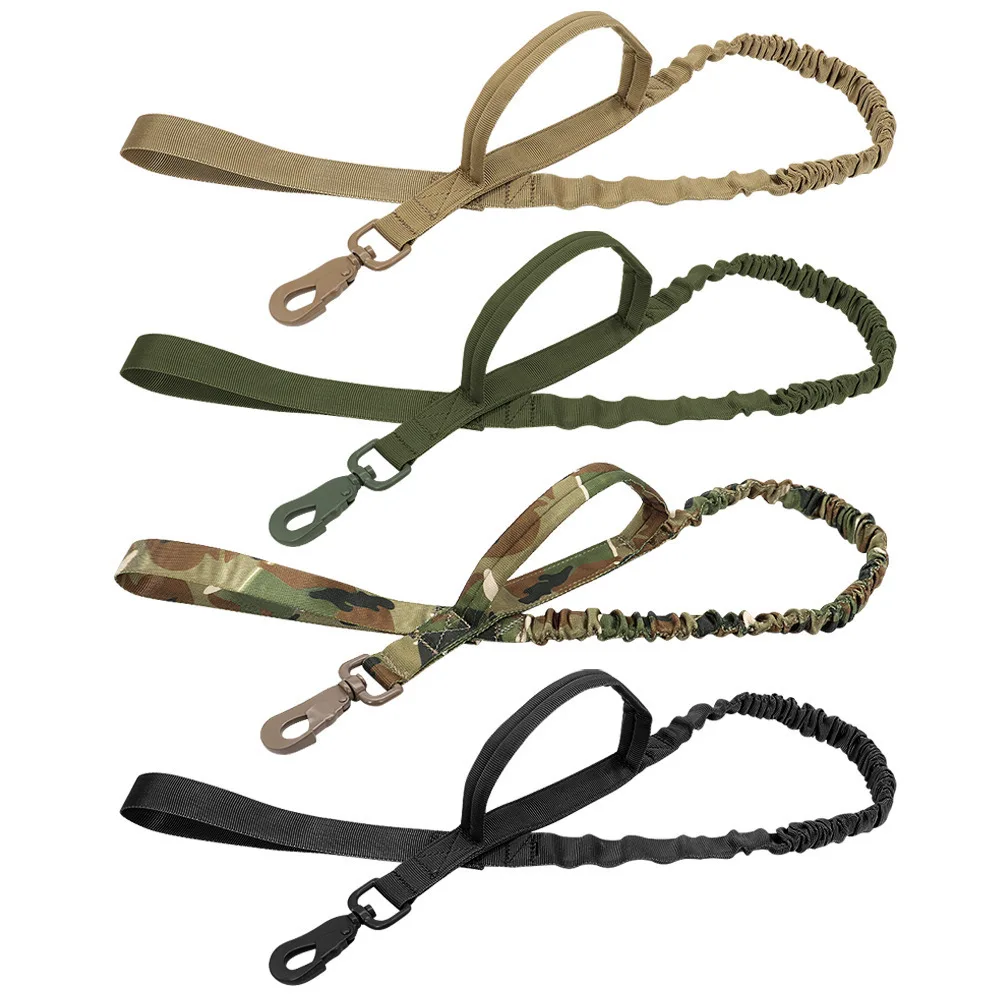Military Tactical Dog Leash Training Adjustable Quick Release Elastic Leads Rope With 2 Control Handle For Medium And Small Dogs - Image 3