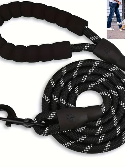 5/6.5 FT Strong Pet Dog Leash with Soft Padded Handle, Highly Reflective Rope for Night Walking, 360-Degree Rotating Metal Buckl