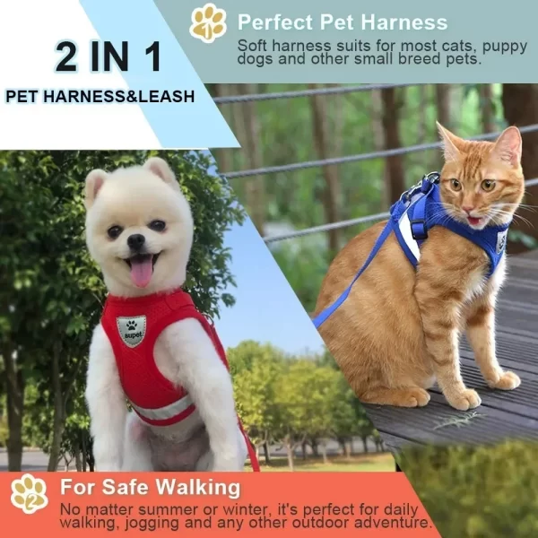 Dog Harness Walking Lead Leash For Small Dogs Collar Polyester Adjustable Mesh Puppy Cat Harness Vest For Medium Pet Accessories - Image 5