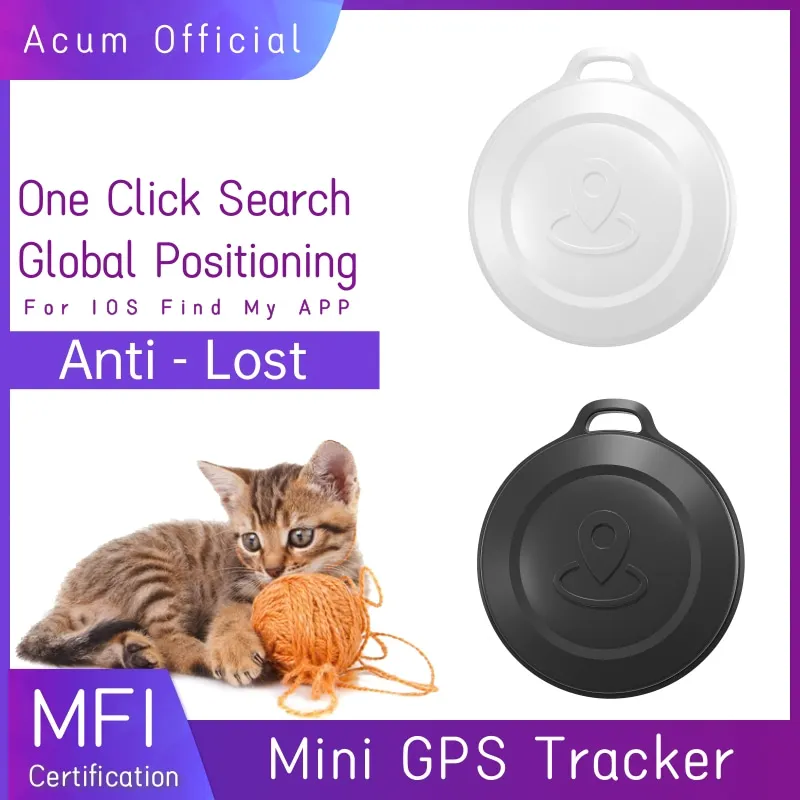 Global GPS Mini Smart Cat Tracker Anti-lost Key Finder Locator Wallet Alarm Find My (iOS Only) Air-Tag Pets Dog Kids Luggage
