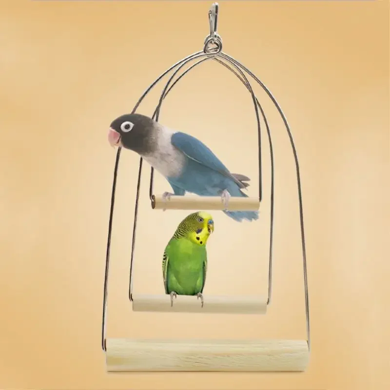 Natural Wooden Pet Birds U-shaped Perch Parrots Hanging Swing Cage Toys Stand Climbing Holder Pendant for Parakeet Macaw Cockati - Image 2