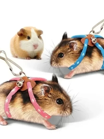 Pet Adjustable Soft Harness Bell Leash Set Mouse Hamster Ferrets Rat Pet Pig Leash Hamster Harness Rope Anti-bite Pet Walking