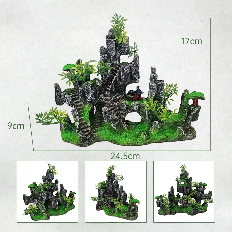 Rockery Aquarium Accessories Fish Tank Decoration Landscaping Resin Ornaments Landscape Rock Hiding Cave Tree Home Decorations - Image 9