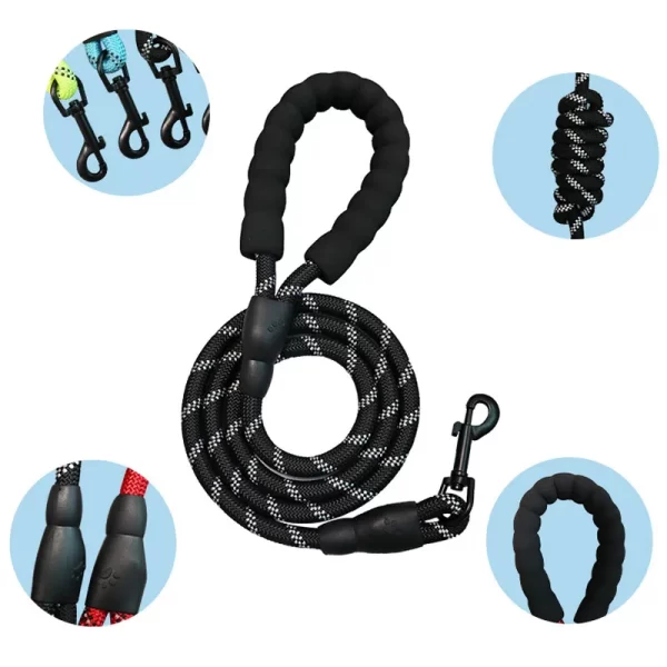 Strong Pet Leash Reflective Large Small Dog With Comfortable Padded Handle Double Heavy  Traction Rope Enhance Safety And Contr - Image 6