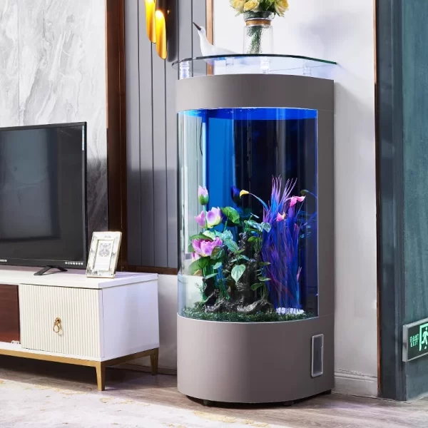 ZZ fish tank small living room glass ecological lazy vertical fish tank living room cylinder water-free goldfish tank - Image 9