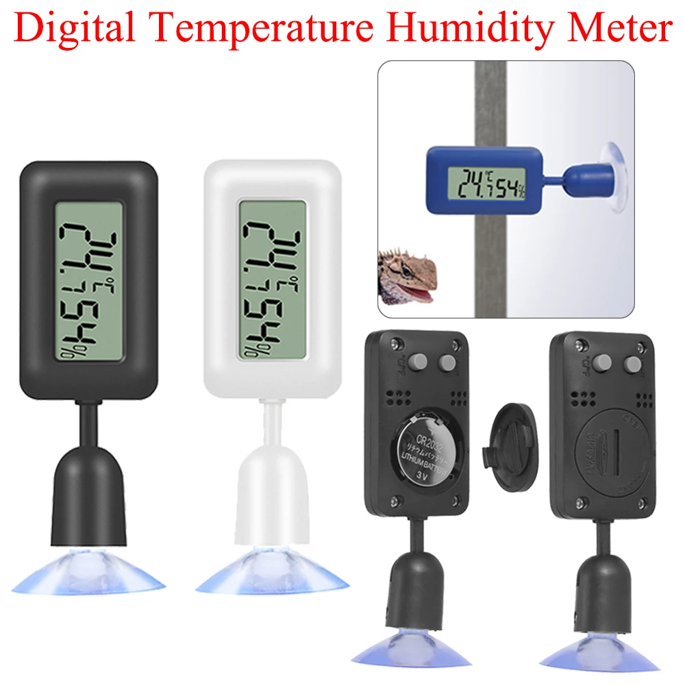 Reptile Thermometer Hygrometer with Suction Cup Digital Temperature Humidity Meter for Terrarium Reptile Accessories - Image 2
