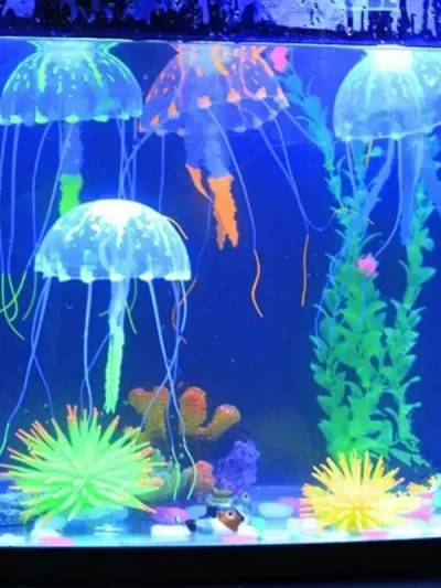 Fish Tank Fluorescent Glowing Beauty Artificial Fake Jellyfish Ornament Aquarium