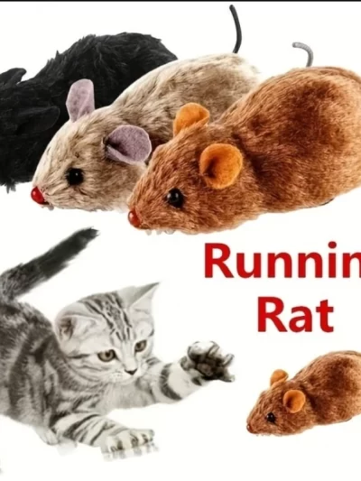 1Pc Funny Lifelike Plush Mouse Running Rat Toy for Cats Dogs Tail Mouse Pets Kids Random Color