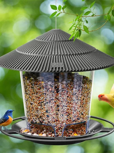 Bird Feeder Automatic Hanging Outdoor Garden Gazebo Wild Bird Feeding Container With Hang Rope House Decor Pet Supplies