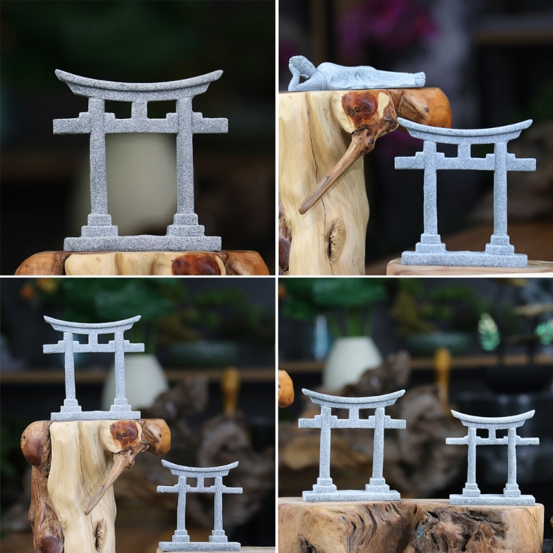 Japanese Torii Gate Aquariums Miniature Ornament Bridge Landscape Ornament Decor - Image 12