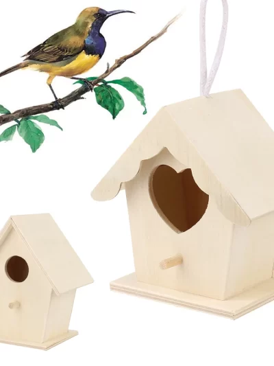 Wooden Mini Bird Cage Outdoor Hanging Birdhouse Box Garden Bird Cages Home Yard Decoration Bird Products Wooden Bird Parrot Nest
