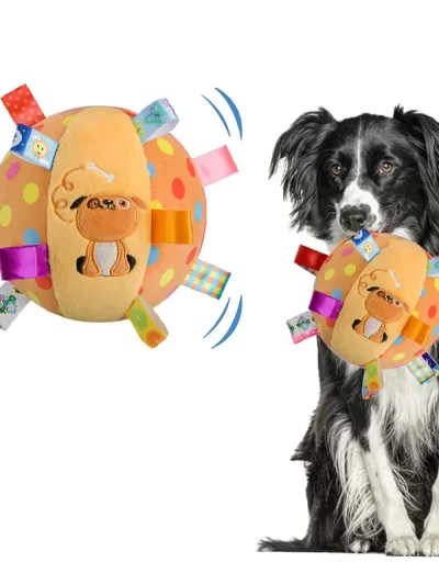 Plush Dog Vocal Toy Ball Funny Interactive Pet Toys with Bells Cleaning Tooth Chew Toy For Small Large Dogs Cats Puppy Plaything