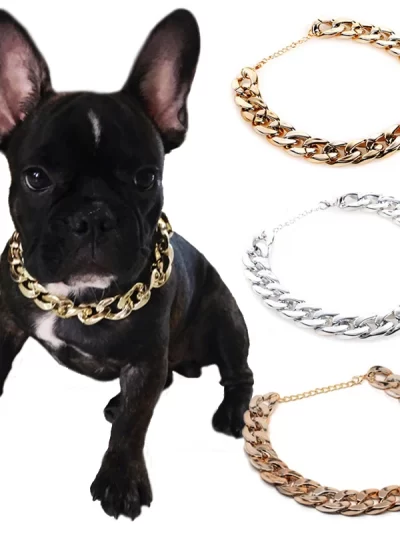Dog Chain Collar for Small Medium Dogs Pitbull Beagle Bulldog Necklace Silvery/Golden Plated Fashion Pet Jewelry Accessories