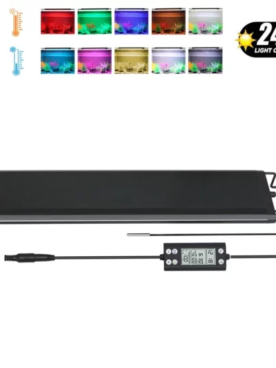 30-60cm Aquarium 24/7 Full Spectrum Lighting LED Light With Thermometer And Memory Function Fish Tank Plant Lamp IP68 100V-240V