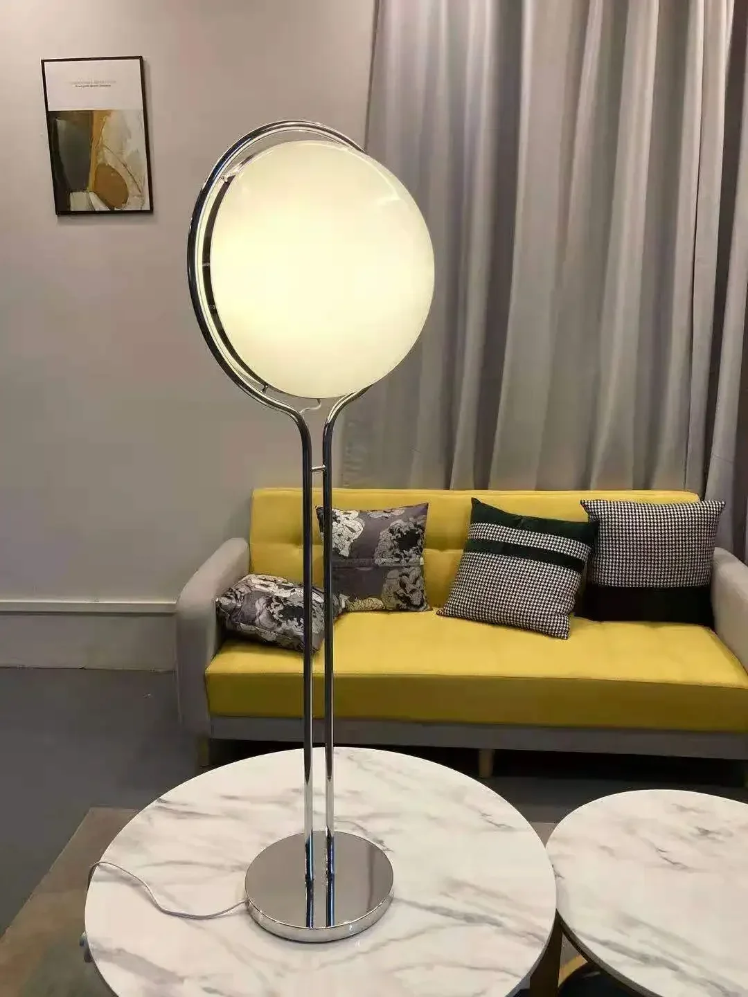 2024 Creative E27 Desk Lamp LED Metal Chrome Light Living Room Hotel Room White Acrylic Ball Lights Home Art Deco Art Floor Lamp - Image 5