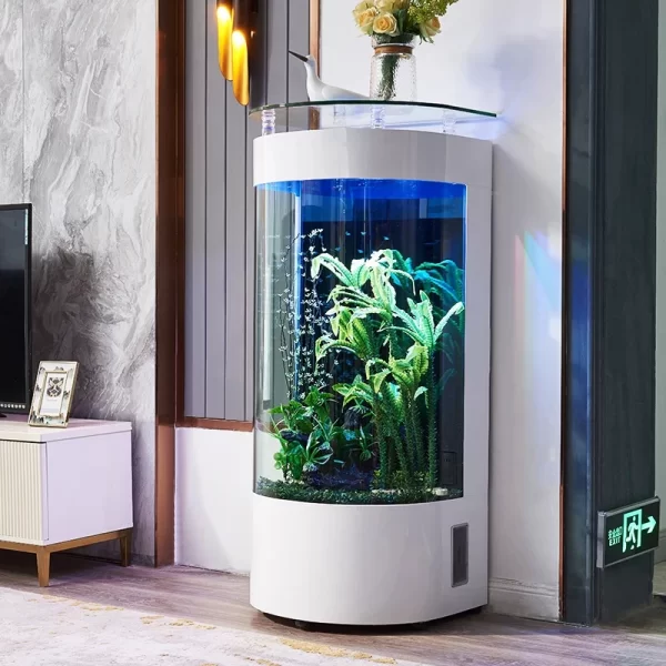 ZZ fish tank small living room glass ecological lazy vertical fish tank living room cylinder water-free goldfish tank - Image 7