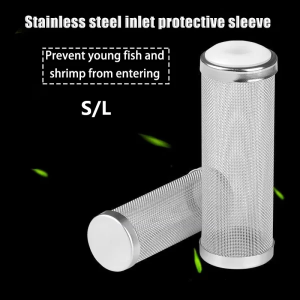 Fish Tank Filter Stainless Steel Inlet Case Mesh Shrimp Nets Special Cylinder Filters Inflow Inlet Protect Aquarium Accessories
