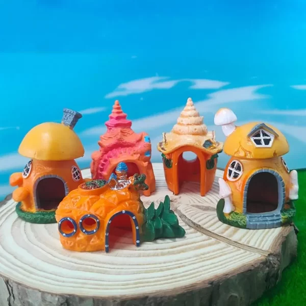 Aquarium Decoratations Fish Tanks Accessories for Fish Shrimp Hiding Shelter Simulation PVC Mini Mushroom Conch House Ornaments - Image 5