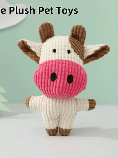 Cute Plush Pet Toys Cow Animal Plush Toys for Dog and Cat Interactive Plush Dog Toys Durable Puppy teething chewing Toys